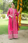 Rani Sequence, Zari Threadwork & Bandhini Printed Dolna Readymade Suit And Pant With Chinon Dupatta