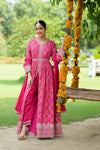 Rani Sequence, Zari Threadwork & Bandhini Printed Dolna Readymade Suit And Pant With Chinon Dupatta