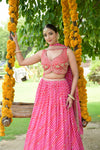 Rani Chinon Lehenga Set And Chinon Dupatta With Readymade Blouse