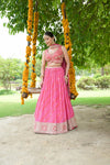 Rani Chinon Lehenga Set And Chinon Dupatta With Readymade Blouse