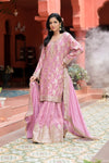 Gajari Tissue Readymade Sharara Set With Tissue Dupatta