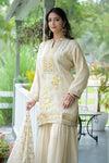 Tussar Tissue Readymade Sharara Set With Tissue Dupatta