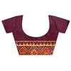 Brown Wine Banarasi Silk Gujarat Patola Block Printed Saree With Unstitched Blouse