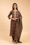 Garnet Cotton Readymade Suit And Pant With Cotton Dupatta