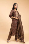 Garnet Cotton Readymade Suit And Pant With Cotton Dupatta