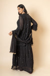 Black Sequence & Zari Threadwork Georgette Lehenga Set And Jacket With Georgette Dupatta