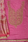 Pink Georgette Unstitched Suit With Organza Dupatta
