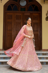 Gajari Georgette Lehenga Set And Net Dupatta With Readymade Blouse