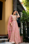 Gajari Georgette Lehenga Set And Net Dupatta With Readymade Blouse