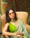 Pista Sequence & Swarovski Georgette Saree With Unstitched Blouse (Ft:-Nitanshi Goel)