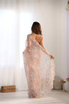 Peach Cutdana, Sequence & Threadwork Net Saree With Unstitched Blouse (Ft:-Arti Chauhan)
