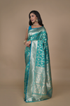 Rama Woven Zari Banarasi Silk Saree With Unstitched Blouse