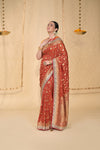 Red Sequence & Swarovski Georgette Saree With Unstitched Blouse