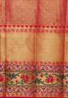 Gajari Woven Zari South Indian Silk Saree With Unstitched Blouse