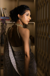 Grey Sequence, Bead, Cutdana & Threadwork Designer Organza Saree With Unstitched Blouse(Ft:-Aishwarya Sakhuja Nag)