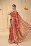 Red Sequence & Swarovski Georgette Saree With Unstitched Blouse