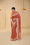 Red Sequence & Swarovski Georgette Saree With Unstitched Blouse