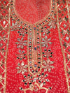 Red Gotta Patti, Mirror, Zarkan & Bandhini Printed Organza Unstitched Salwar Suit With Crepe Dupatta