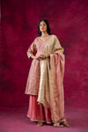 Gajari Georgette Readymade Suit And Palazzo With Banarasi Silk Dupatta