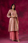 Gajari Georgette Readymade Suit And Palazzo With Banarasi Silk Dupatta