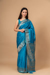 Mesmerizing Charm Dark Firozi Satin Silk Saree With Unstitched Blouse