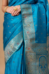 Mesmerizing Charm Dark Firozi Satin Silk Saree With Unstitched Blouse