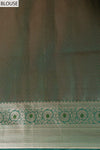 Regal Charm Bottle Green Banarsi Woven Silk Saree With Unstitched Blouse