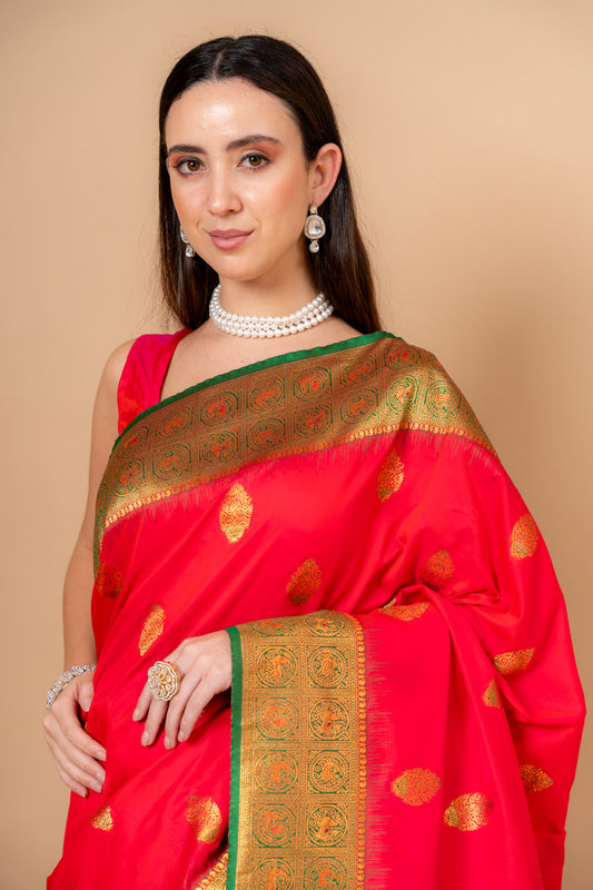 Timeless Elegance Rani Banarasi Silk Saree With Unstitched Blouse