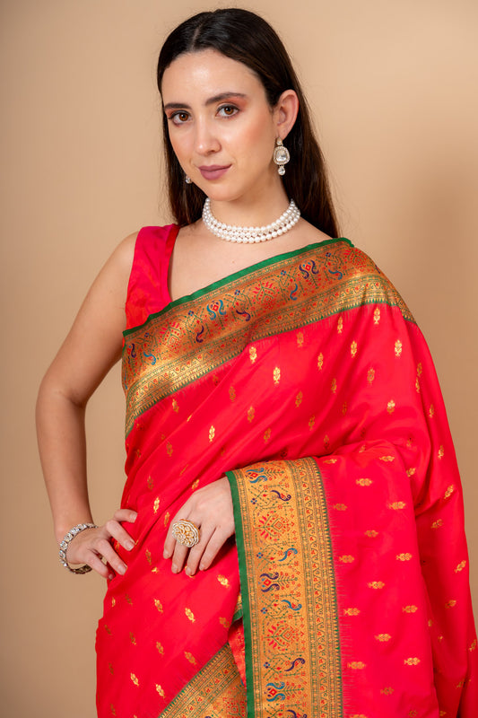 Timeless Elegance Rani Banarasi Silk Saree With Unstitched Blouse