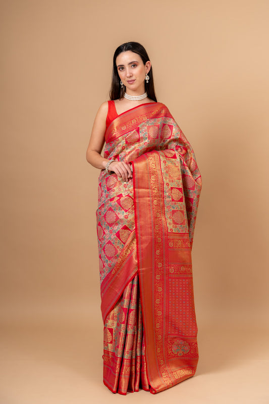 Effortless Glamour Rama Banarasi Silk With Unstitched Blouse