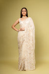 Effortlessly Off White Georgette Saree With Unstitched Blouse