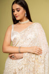 Effortlessly Off White Georgette Saree With Unstitched Blouse