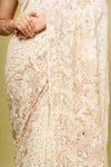 Effortlessly Off White Georgette Saree With Unstitched Blouse