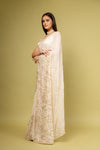 Effortlessly Off White Georgette Saree With Unstitched Blouse