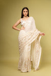 Effortlessly Off White Georgette Saree With Unstitched Blouse