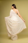 Effortlessly Off White Georgette Saree With Unstitched Blouse