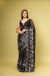 Bold Statement Black Georgette Saree With Unstitched Blouse
