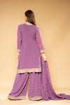 Mauve Georgette Readymade Suit And Palazzo With Georgette Dupatta