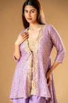 Mauve Georgette Readymade Sharara Set With Shrug