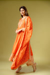 Orange Chinon Readymade Suit And Pant With Chinon Dupatta