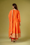 Orange Chinon Readymade Suit And Pant With Chinon Dupatta