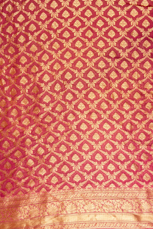 Onion Banarasi Woven Zari Khaddi Georgette Unstitched Salwar Suit With Georgette dupatta