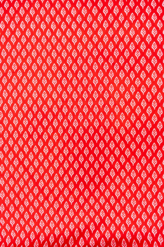 Red Digital Printed Cotton Unstitched Salwar Suit With Cotton Dupatta