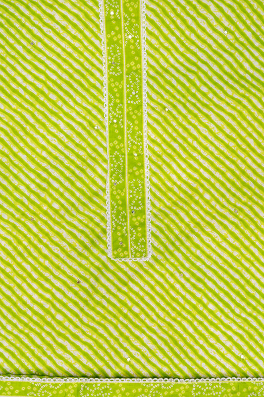 Pista Lehriya Printed Cotton Unstitched Salwar Suit With Cotton Dupatta