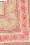Pista Mirror Sheet, Threadwork & Floral Printed Cotton Unstitched Salwar Suit With Chiffon Dupatta