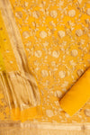 Mango Gold Banarasi Woven Zari Khaddi Georgette Unstitched Salwar Suit With Georgette Dupatta
