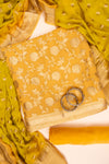 Mango Gold Banarasi Woven Zari Khaddi Georgette Unstitched Salwar Suit With Georgette Dupatta