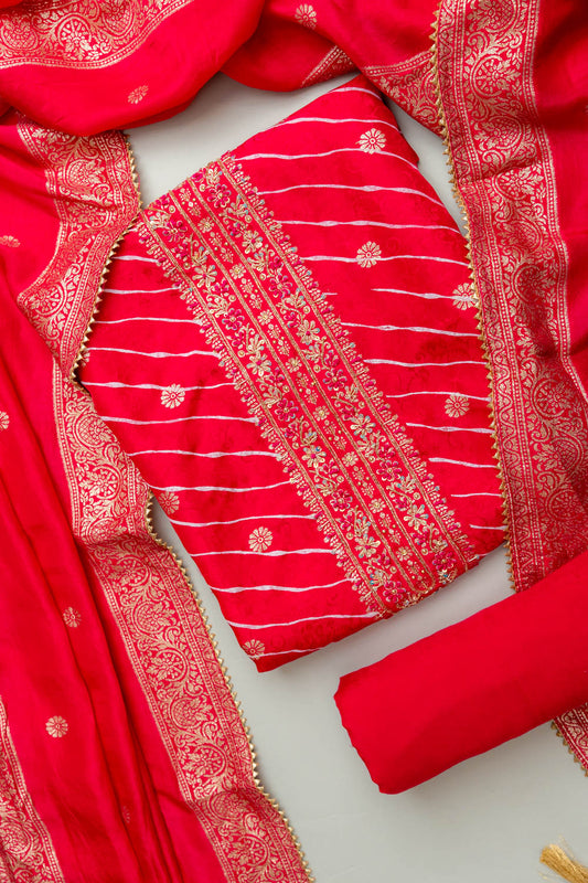 Timeless Elegance Rani Cotton Unstitched Salwar Kameez With Cotton Dupatta