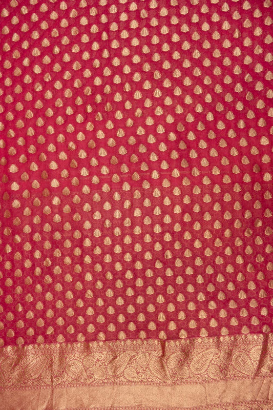 Onion Banarasi Woven Zari Khaddi Georgette Unstitched Salwar Suit With Georgette dupatta