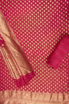 Onion Banarasi Woven Zari Khaddi Georgette Unstitched Salwar Suit With Georgette dupatta